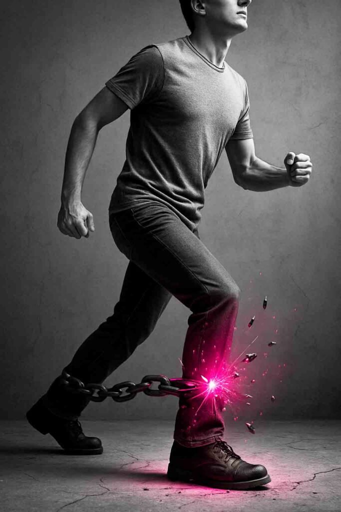 Hombre quebrando su cadena